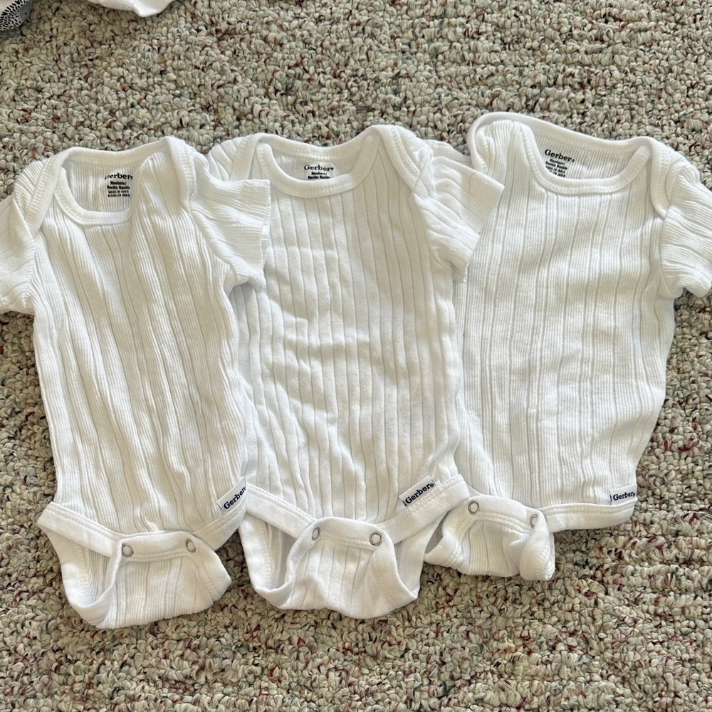 Gerber Classic White Ribbed Bodysuits - 3 Pack